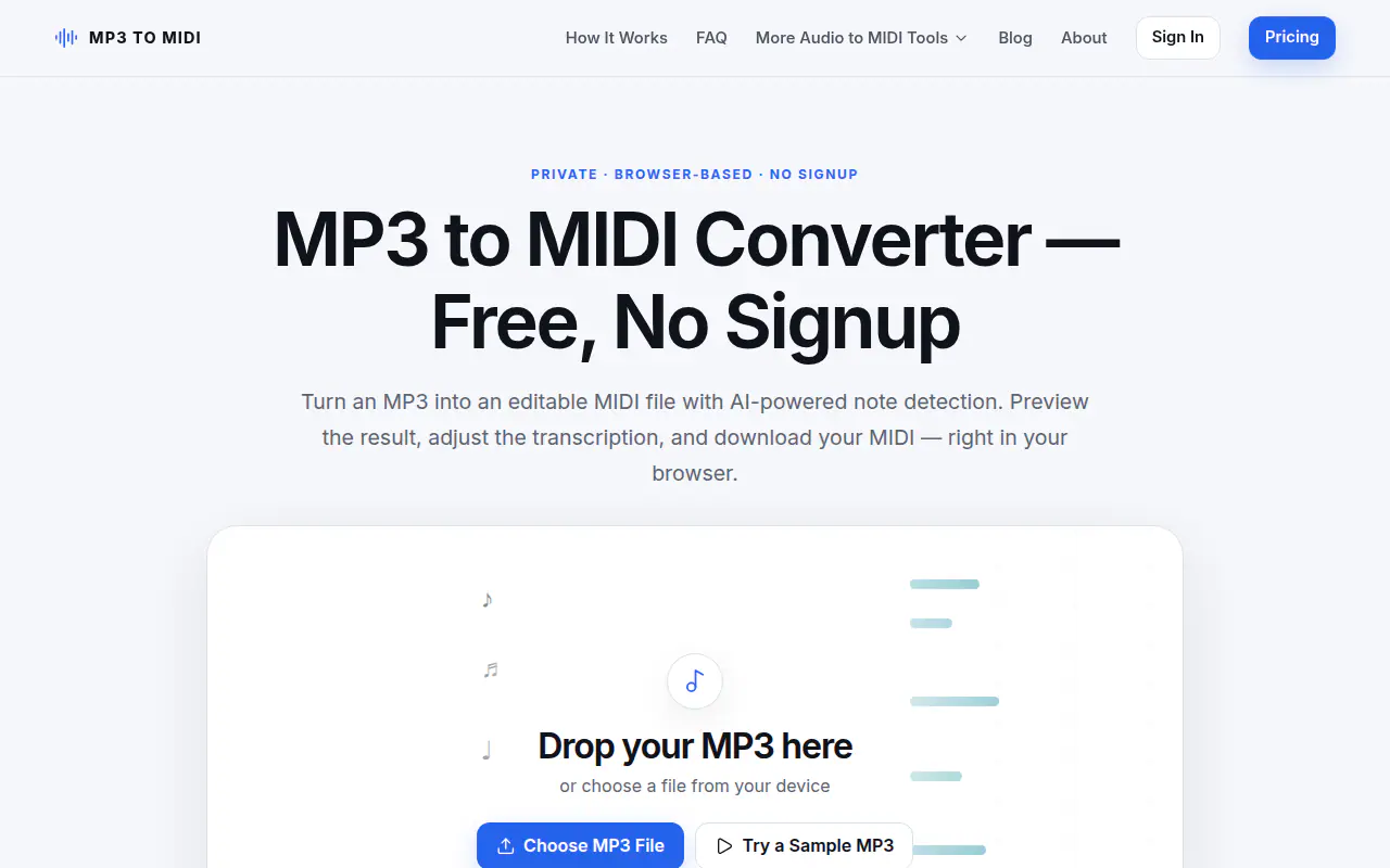 MP3 to MIDI (mp3tomidi.io)